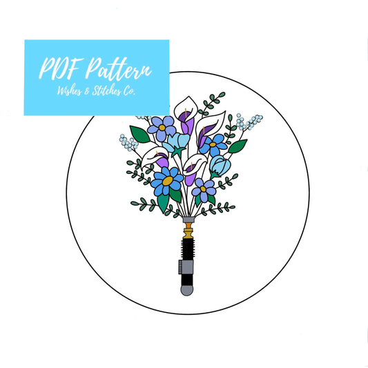 PDF DIGITAL DOWNLOAD Calla Lily Saber Bouquet Embroidery Hoop Pattern