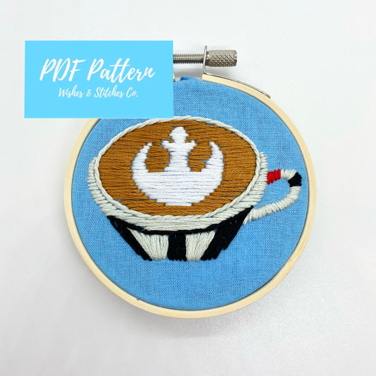 PDF DIGITAL DOWNLOAD Rebel Latte Art Embroidery Hoop Pattern